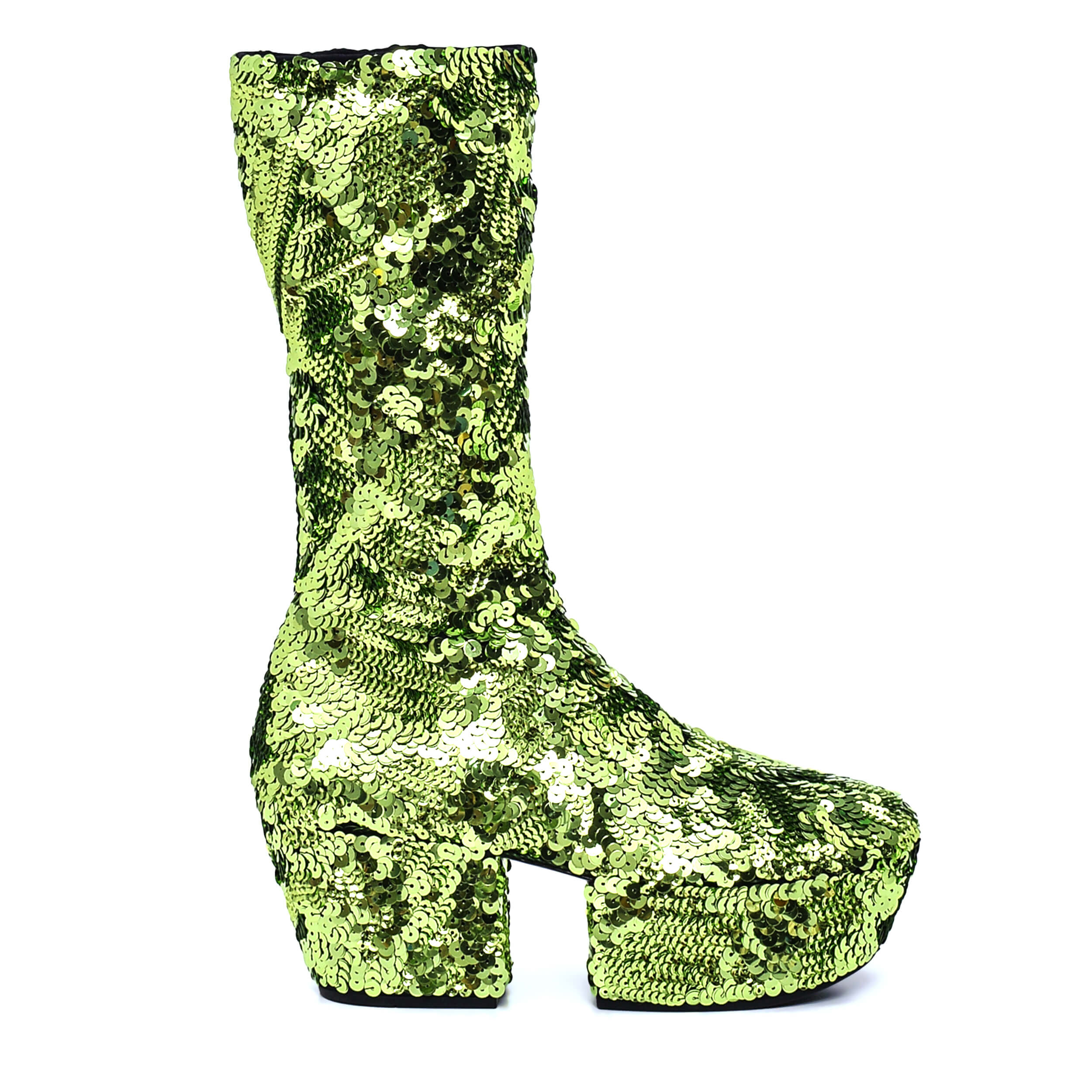 Prada - Green Sequin Platform Boots FW2021 Runway / 38